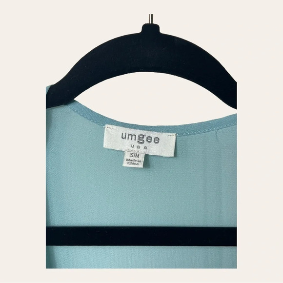 1182. Umgee LINEN BLEND KIMONO SHORT SLEEVES FRAY HEMS SIZE SMALL/MEDIUM GREEN - Picture 9 of 13